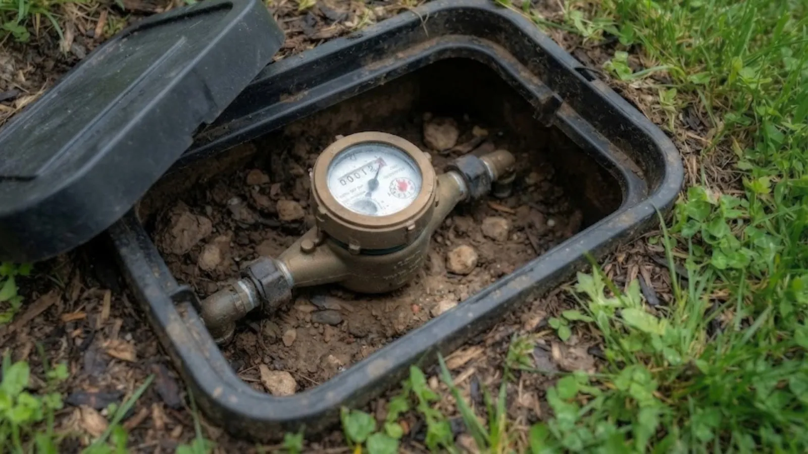 water meter with low flow indicator in an in-ground meter box